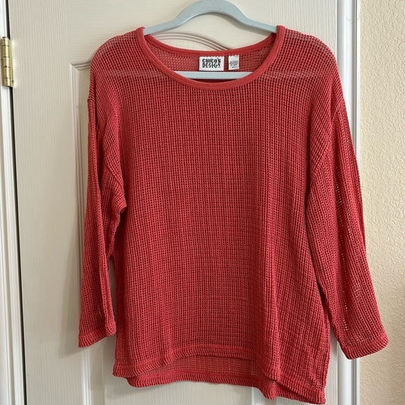 Chico’s sz 1 mesh 100%cotton top - Picture 1 of 3